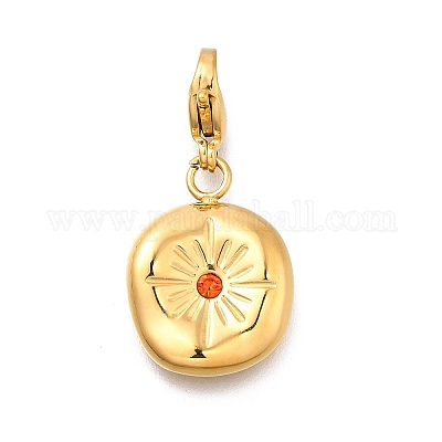 Плоские круглые подвески из нержавеющей стали 304 со стразами STAS-R159-53G-03-1