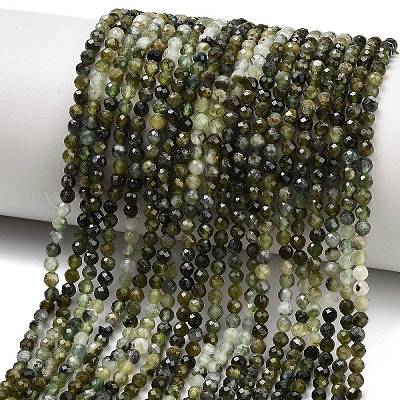 Нити бусин из натурального зеленого турмалина G-G302-A01-3mm-1