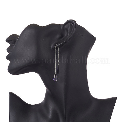 Длинная цепочка с прозрачными стеклянными бусинами EJEW-JE05242-1