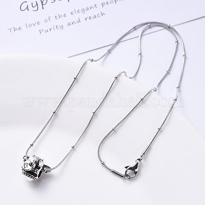 Ожерелье из круглой цепи-змейки из нержавеющей стали марки 304 NJEW-S420-009C-P-1