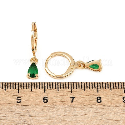 Серьги-кольца в форме слезы с микропаве из кубического циркония из латуни EJEW-K309-18G-02-1