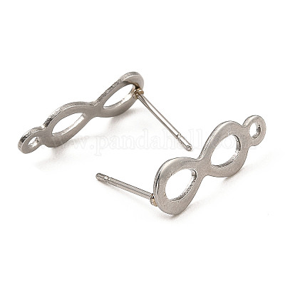 Фурнитура для сережек-гвоздиков из нержавеющей стали 201 в форме бесконечности STAS-Q251-06P-1