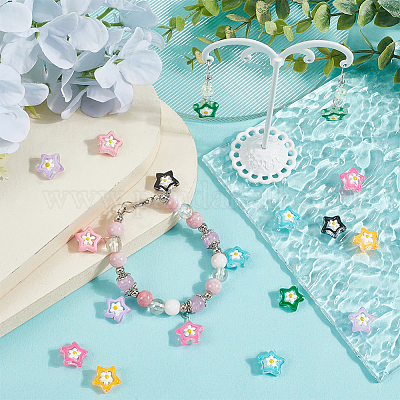 28шт 7 цвета нитей стеклянных бусин LAMP-SC0001-44-1