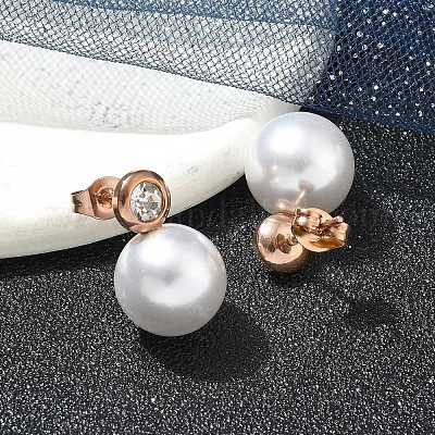 Круглые серьги-гвоздики из нержавеющей стали 304 с ионным покрытием (IP) EJEW-C099-17E-1