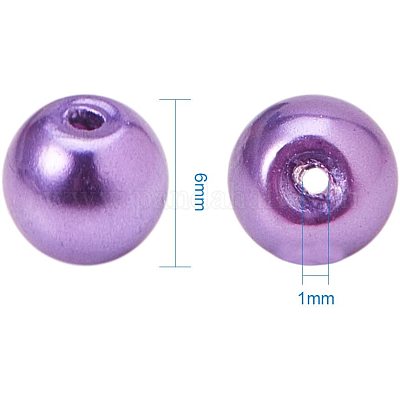 Круглые бусины из экологически чистого окрашенного стекла с жемчугом HY-PH0011-01-6mm-1