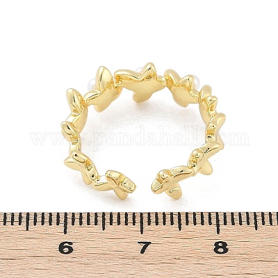 Цветочные латунные открытые манжеты для женщин&nbsp;LS-RJEW-R011-09G-01-1