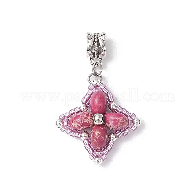 Европейские подвески-шармы в форме звезды из окрашенной синтетической императорской яшмы и стеклянных бусин PALLOY-MZ00693-02-1