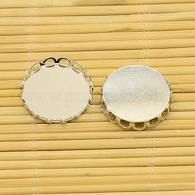 Сеттинги латунь кабошон и плоские круглые прозрачные ясно стекло кабошоны KK-X0003-P-RS-1