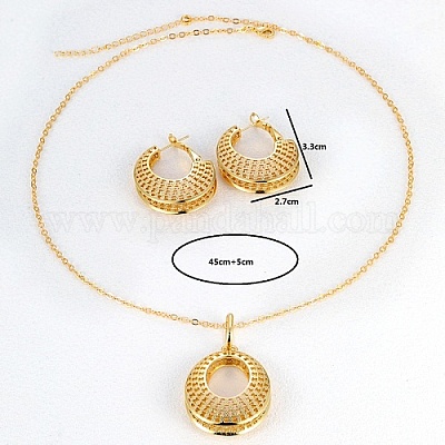 Латунные полые подвески-пончики и серьги-кольца LV5654-1