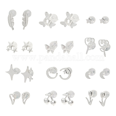 2 пара сережек-гвоздиков из сплава для женщин EJEW-FS0001-27F-1