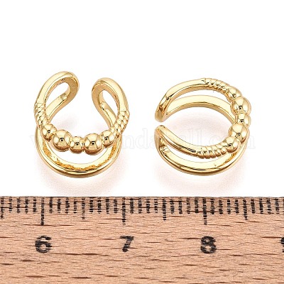 Двухслойные серьги-каффы в форме буквы С из латуни EJEW-T049-02G-1