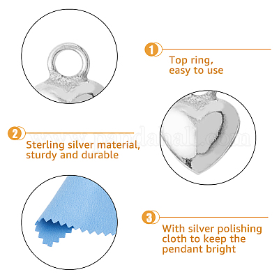 10 шт. 925 подвески из стерлингового серебра в форме сердца STER-FI0001-05-1