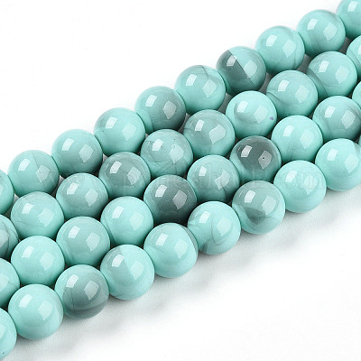 Выпечка окрашенные стеклянные бусины пряди X1-DGLA-N013-10mm-04-1