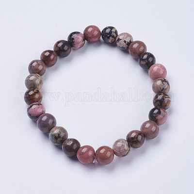 Натуральный Rhodonite бисера браслеты простирания&nbsp;BJEW-I253-8mm-26-1