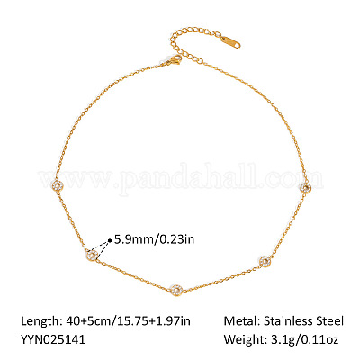 Женские цепочные ожерелья из нержавеющей стали 304 с микропаве из прозрачных кубических цирконий XX6576-7-1