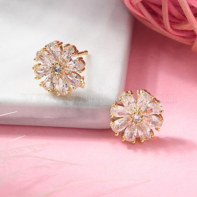 Латунь серьги EJEW-S249-01G-1