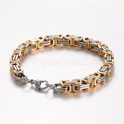 201 браслет-цепочка из нержавеющей стали с византийским узором BJEW-K134-01C1-mm-1