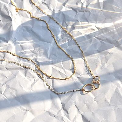 Двухслойные ожерелья из сплава с 3 кольцом для женщин FS-WG29DD6-01-1