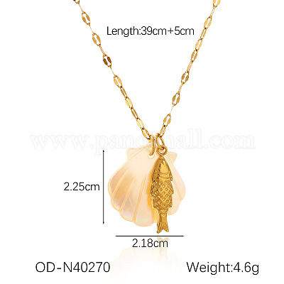 Женские ожерелья с подвесками из натуральной ракушки и нержавеющей стали 304 в виде цепочек с подвесками на морскую тематику FS-WG58500-02-1
