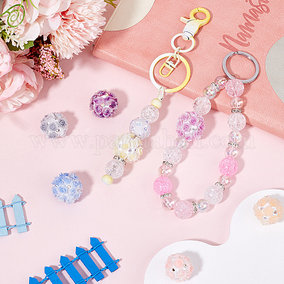 3 шт. 3-х цветные акриловые бусины ручной работы из светящейся полимерной глины со стразами CLAY-SC0002-12-1