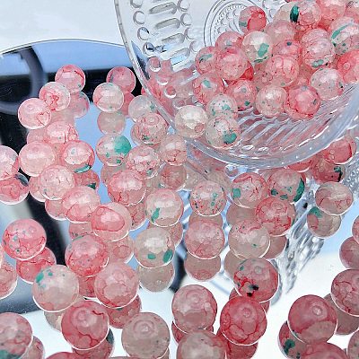 Прозрачные стеклянные бусмины кракле GLAA-D012-02B-1