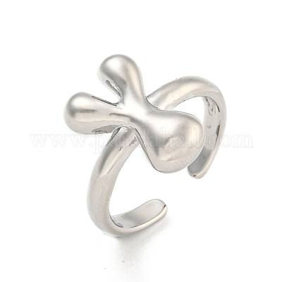 Латунные открытые манжеты с буквами для женщин RJEW-G313-01Y-P-1