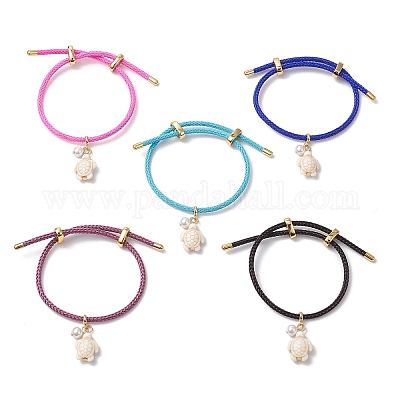 Браслеты с подвесками из окрашенной синтетической бирюзы BJEW-JB11827-1