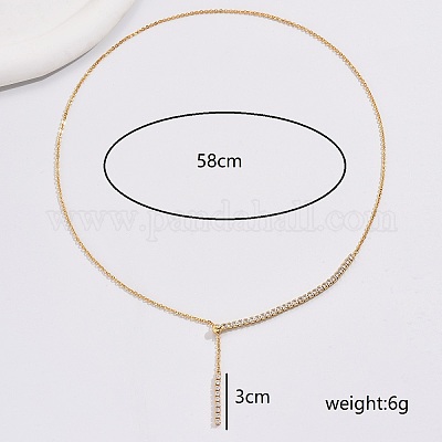 Y-образные ожерелья из латуни с микропаве из прозрачного кубического циркония для женщин DA0945-1