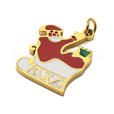 Подвески из нержавеющей стали 304 с ионным покрытием (IP) на рождественскую тематику STAS-O005-01I-G-1