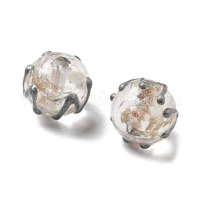 Светящиеся бусины лэмпворк из золота и песка ручной работы LAMP-V001-02-1