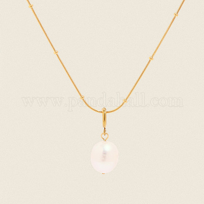 Минималистичное ожерелье-змейка из натурального пресноводного жемчуга в форме картофеля из нержавеющей стали 304 для женщин GH5712-1