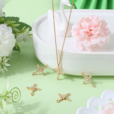 5 шт. латунные подвески с кубическим цирконием KK-BBC0010-16G-1