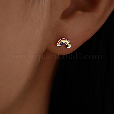 Радужные серьги-гвоздики для повседневной носки летом и особых случаев HO6216-1