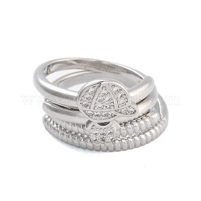 Комплект колец-манжет с открытыми манжетами для мальчиков из латуни с микро-паве и кубическим цирконием для женщин RJEW-U002-12P-1