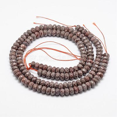 Граненые натуральные коричневые снежинки обсидиан рондель бусины нити G-K090-06-1