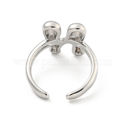 Латунные открытые манжеты с буквами для женщин RJEW-G313-01N-P-1