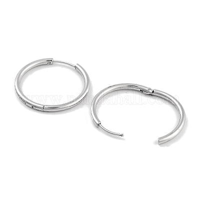 Серьги-кольца Huggie Hoop из нержавеющей стали 304 с микропаве из прозрачных кубических цирконий EJEW-C096-01H-P-1
