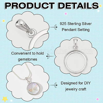 1 шт. 925 оправы для подвески из стерлингового серебра в форме кабошона STER-BC0002-78A-1