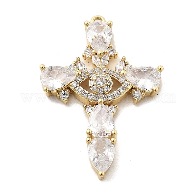 Латунные микропаве прозрачные подвески с фианитом KK-L228-03G-03-1