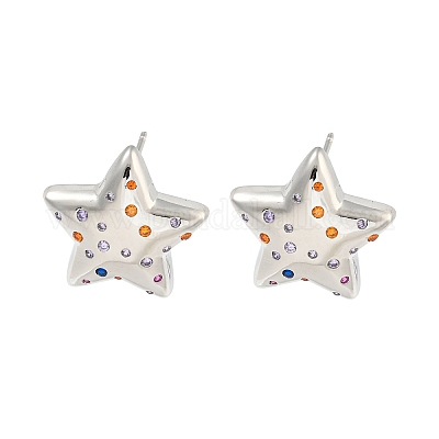 Серьга-гвоздик из латуни с микро-паве EJEW-C102-07P-02-1