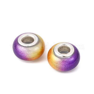 Двухцветные непрозрачные европейские бусины-рондель из смолы RESI-Z046-02F-1