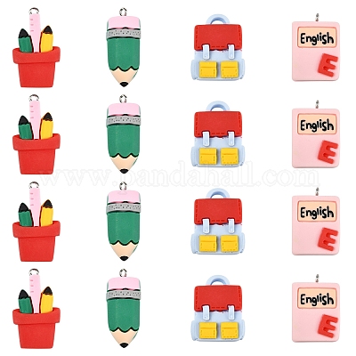 16 шт. 4 подвески из смолы на канцелярскую тематику RESI-FS0001-89-1