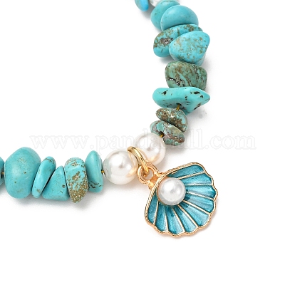 Браслеты из синтетической бирюзовой крошки BJEW-JB12413-03-1