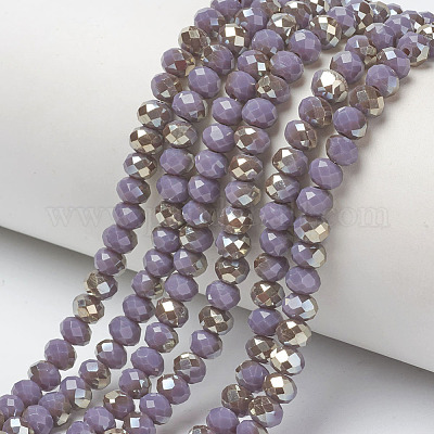 Гальванизировать непрозрачные сплошной цвет стеклянные бусы пряди EGLA-A034-P4mm-K04-1