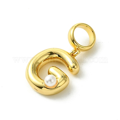 Покрытие стойки латунь с АБС-пластиком жемчуг европейские подвески KK-G501-02G-G-1