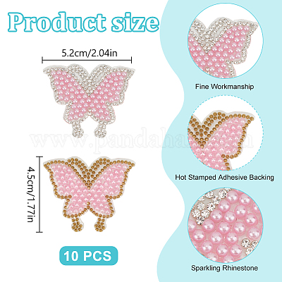 10 шт. бабочка со стразами для горячей фиксации&nbsp;PATC-DR0001-04A-1