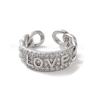 Открытые манжеты из латуни с микропаве кубический цирконий RJEW-K263-13P-1