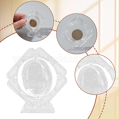 2 шт. прозрачный пластиковый вращающийся ящик для хранения памятных монет DJEW-SP0001-09-1