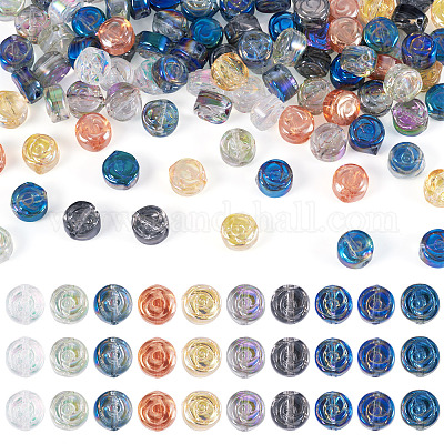 100шт 10 цвета гальванические прозрачные стеклянные бусины EGLA-TA0012-99-1