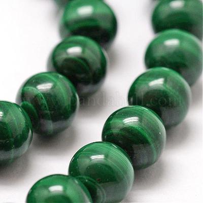 Природные малахит пряди из бисера G-O143-10-6mm-1